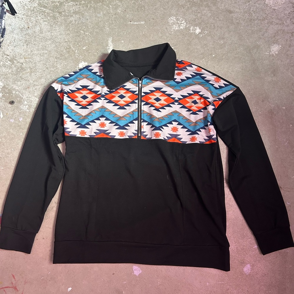 Black and Multicolor Aztec women’s Sweater